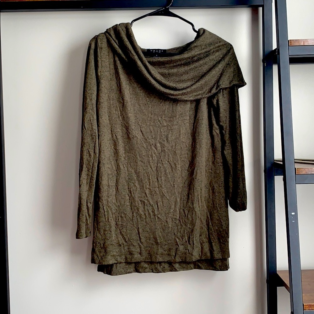 Green cowl neck sweater
